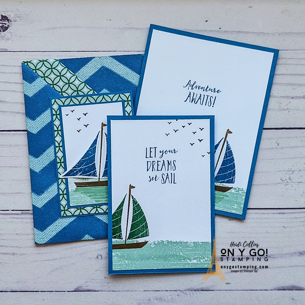 Wish someone well on their retirement or other big event with this congratulations fun fold card using the Let's Set Sail stamp set from Stampin' Up!® Watch the video tutorial and grab the free downloadable quick reference guide for this fun fold card idea.