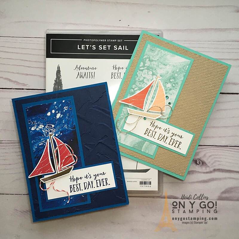 Tips for using new stamps for the first time to create handmade cards. Sample cards using the Let's Set Sail bundle from Stampin' Up!