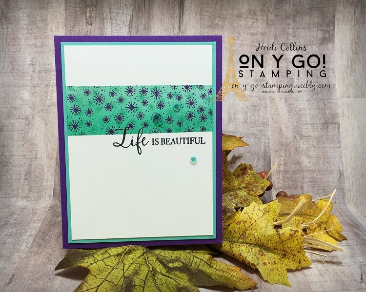 Quick and easy card making idea using the Life is Beautiful stamp set from Stampin' Up! This winter card features snowflakes and simple ink blending to create a clean and simple card.