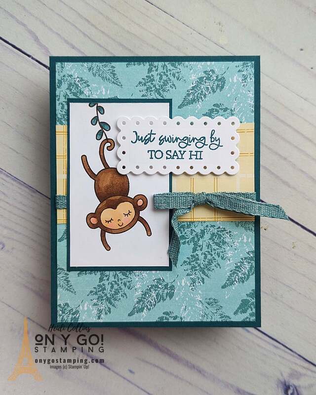 Celebrate the arrival of a new baby in a unique way! Discover how you can make a heartwarming handmade card using the adorable Little Monkey stamp set from Stampin' Up! Add a creative touch with our 'Inked Botanicals' patterned paper for a memorable greeting that will be cherished forever. Ready for a crafting journey filled with joy? Click to see the video tutorial now!