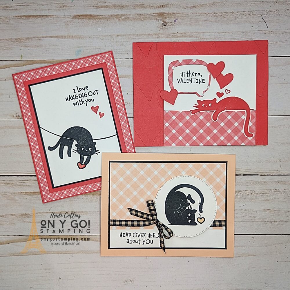 This Valentine's Day, spread the love with these unique handmade cards featuring the adorable 'Love Cats' stamp set from Stampin' Up! Make the perfect card with the Country Gingham patterned paper, and create a heartfelt message to surprise and delight your loved ones.