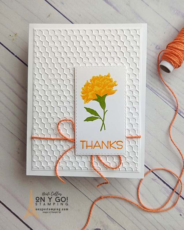 Are you looking for a creative way to show your appreciation? With Marigold Moment's stamp set from Stampin' Up!, you can make a beautiful, handmade thank-you card with a burst of vivid, eye-catching flowers. This stamp set will allow you to create something truly breathtaking with ease!