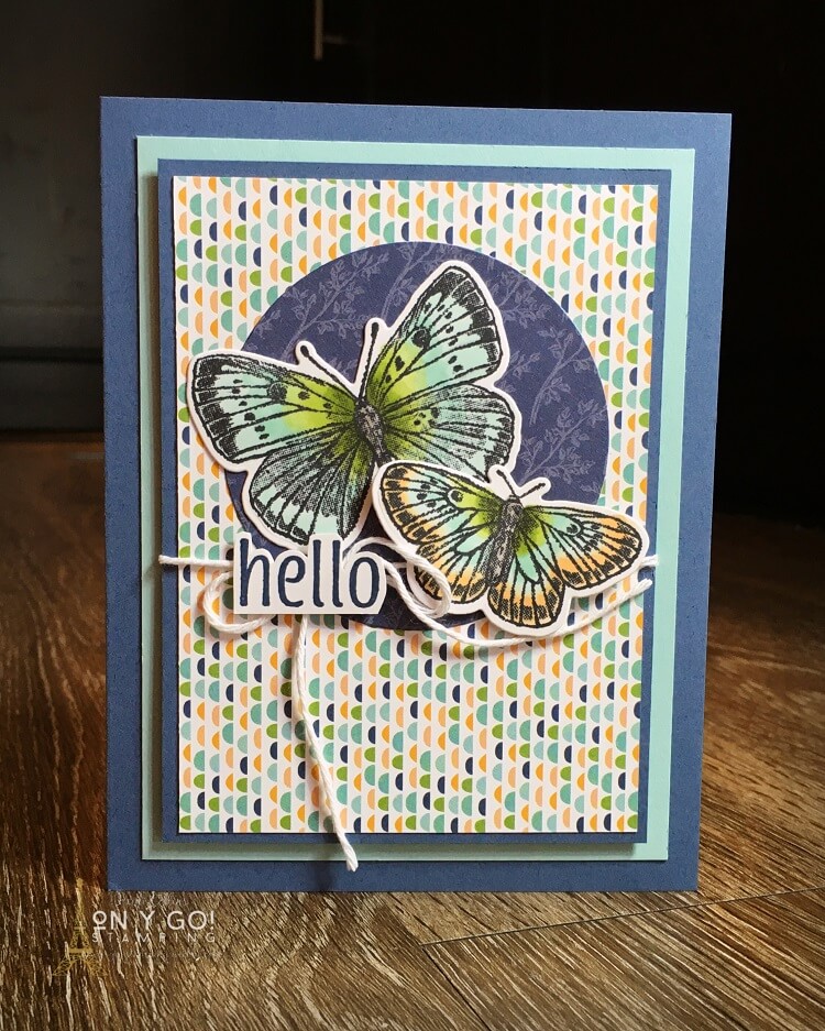 Handmade card with a butterfly design using the Stampin' Blends alcohol markers. See how they compare with the Stampin' Write water-based markers.