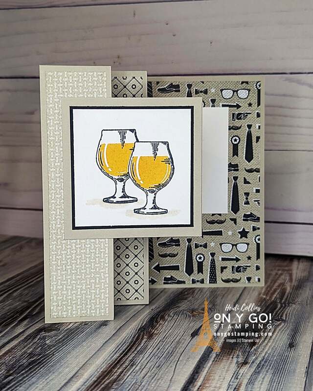 Do you know someone special who loves their whiskey or beer? Try your hand at making them a unique, masculine-style birthday card using Stampin' Up!'s Brewed for You stamp set with patterned paper. With this fun fold card, they will be able to enjoy an eye-catching card that has a special surprise when they open it!
