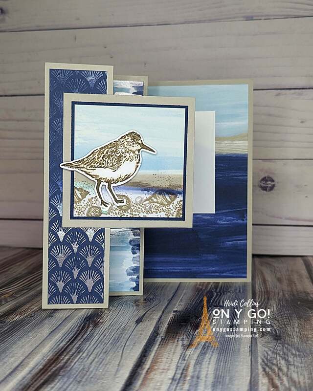 If you're looking to create a one-of-a-kind masculine card that's sure to impress, this fun fold card design is for you. Using Stampin' Up!'s By the Bay Designer Series Paper and Seaside Bay stamp set you'll learn how to make a fun fold card that is perfect for any special occasion. The combination of masculine colors and neutral patterned paper will make this card a hit for any male recipient.
