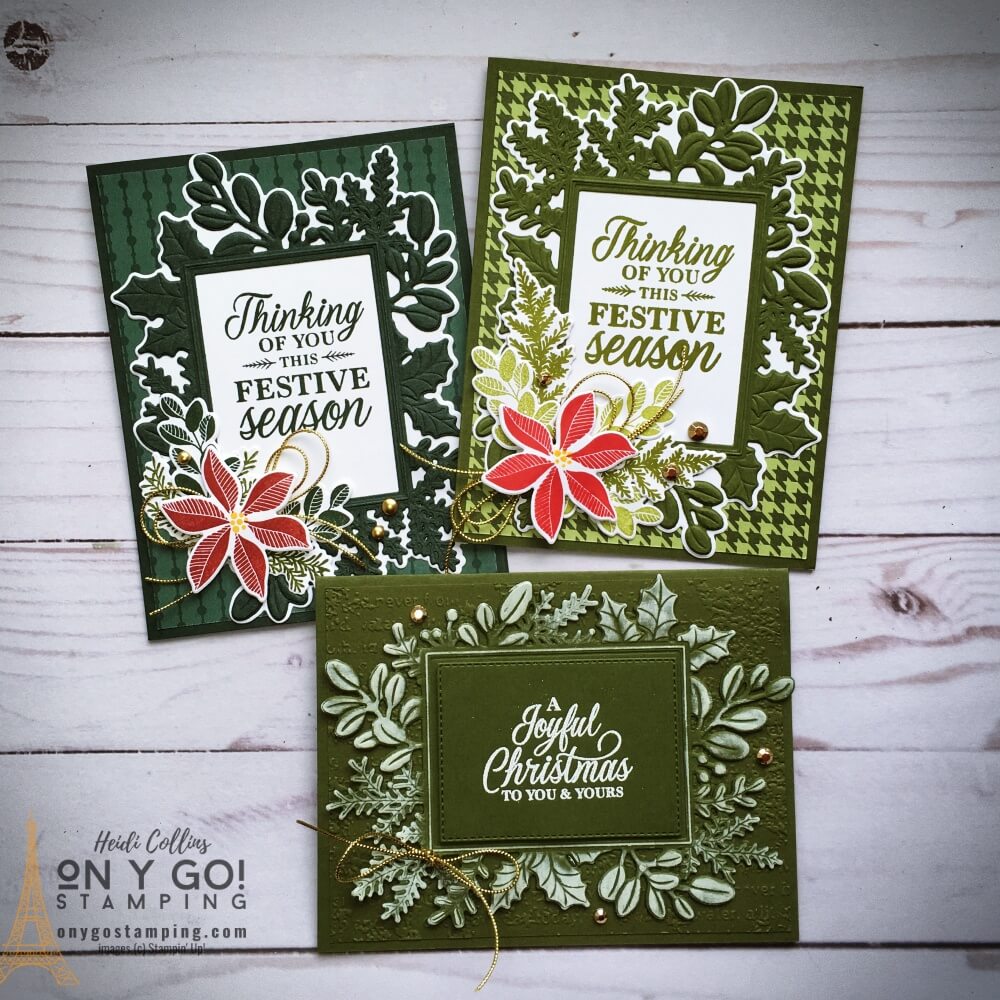 The Merriest Moments bundle is perfect for creating elegant handmade Christmas cards. See multiple DIY card designs using these fabulous stamps from Stampin' Up!
