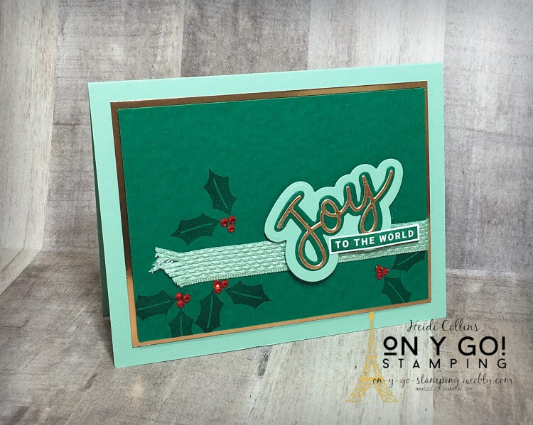 Peace and Joy Stamp Set: Christmas Card Design Idea. It would be easy to make multiples of this simple holiday card. 