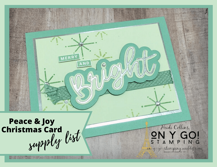 Supply list for a simple handmade Christmas card using the Peace and Joy stamp set from Stampin' Up!