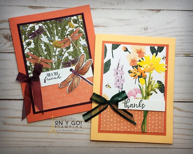 Easy card making ideas using patterned paper and a card sketch. Scrapbooking paper and card sketches make it so easy to make beautiful handmade cards!