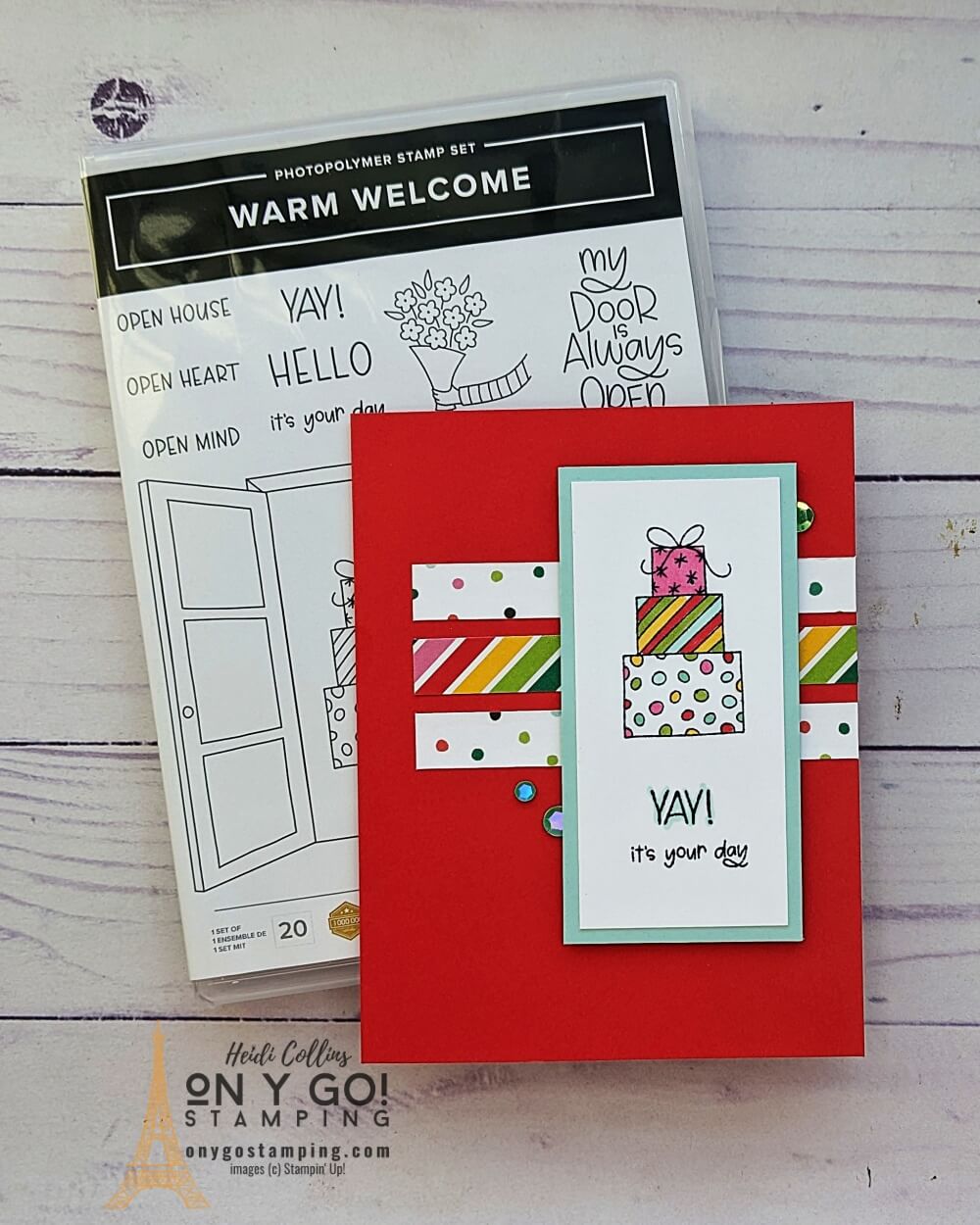 Need a quick handmade birthday card? This simple card is based on a card sketch. With the Warm Welcome stamp set from Stampin' Up!® and a little patterned paper you can make an easy handmade card.