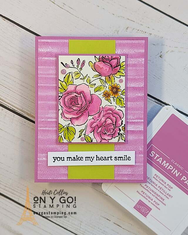 Use the Layers of Beauty stamp set from Stampin' Up!®️ to create a beautiful floral card. This handmade card also uses the new Unbounded Beauty patterned paper in Petunia Pop.