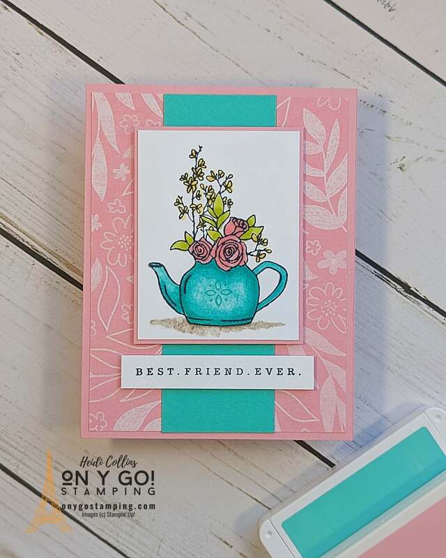 Beautiful floral handmade card using the new Country Flowers stamp set from Stampin' Up!®️ This card uses two of the 2024-2026 In Colors: Summer Splash and Pretty in Pink.