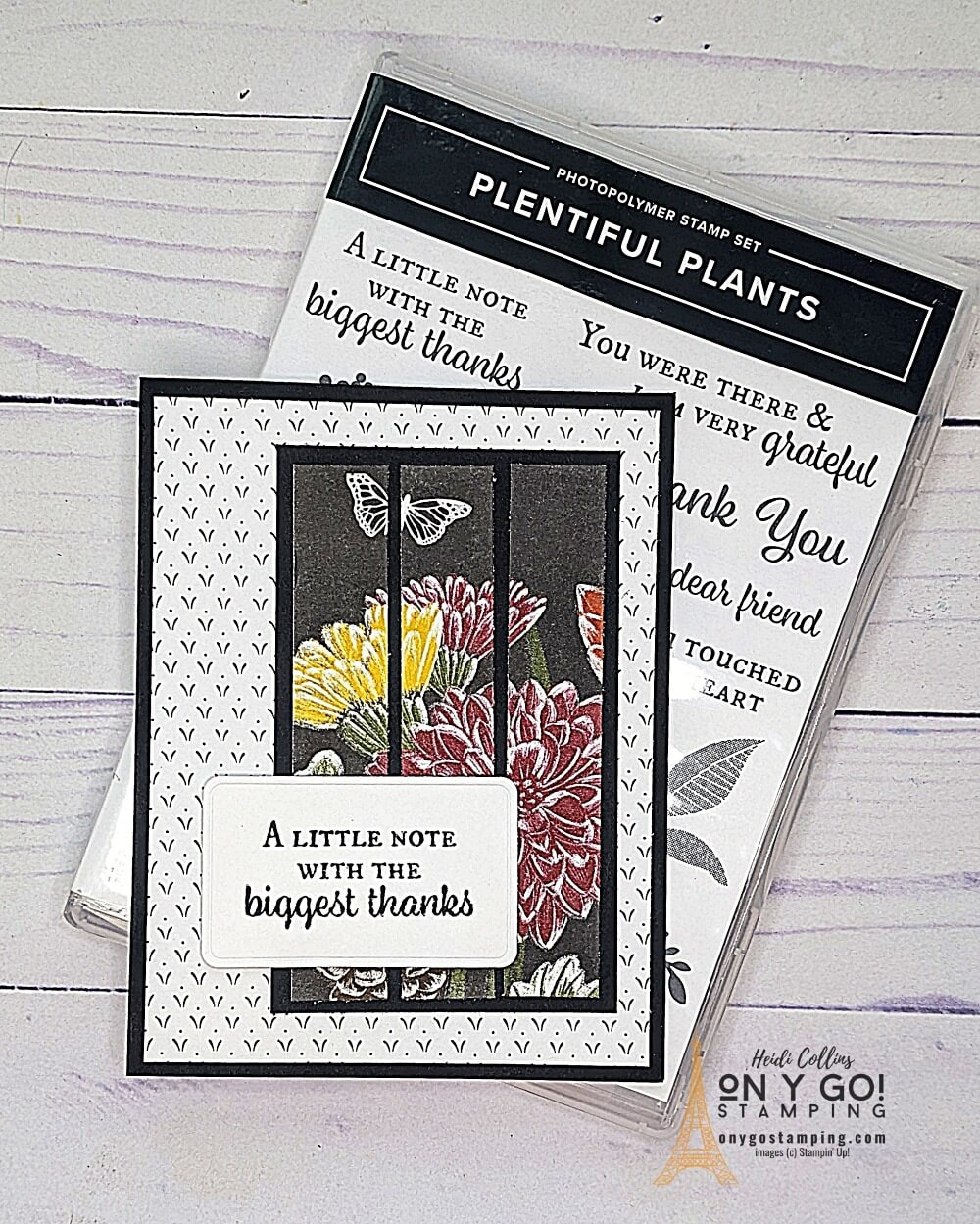 Fun thank you card idea using the Plentiful Plants stamp set and Rustic Harvest patterned paper from Stampin' Up!® Get the card sketch and free downloadable quick reference guide.