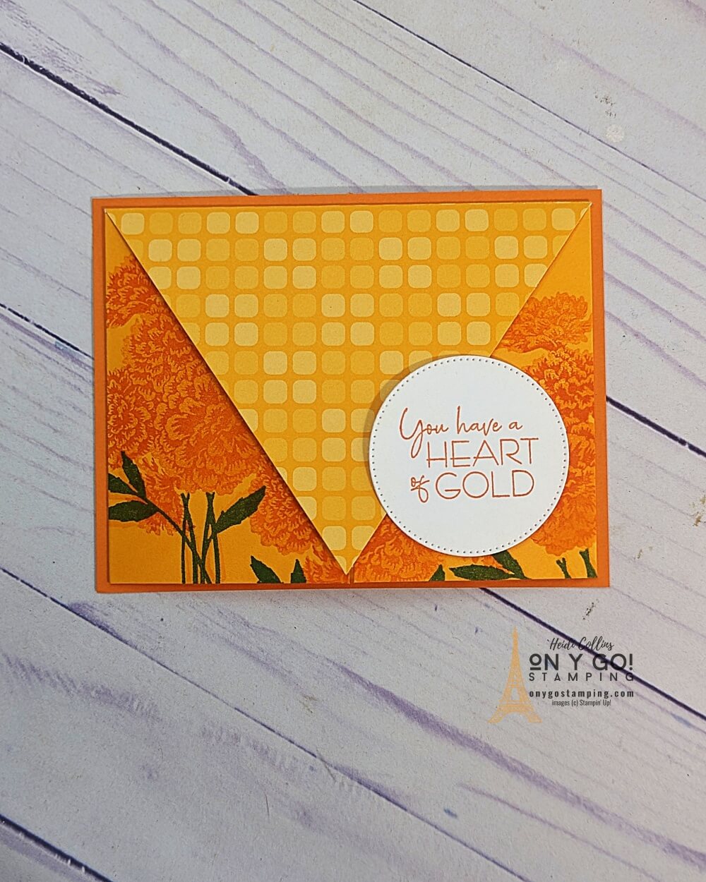 Every handmade card deserves a special touch, and the Marigold Moments stamp set is just the thing to add that special finish. With a variety of stamps and patterns, you can create a fun fold card with an envelope flap closure. Give your card the added charm of patterned paper and ribbon for the perfect combination of style and elegance. Make your cards one-of-a-kind with the Marigold Moments stamp set.