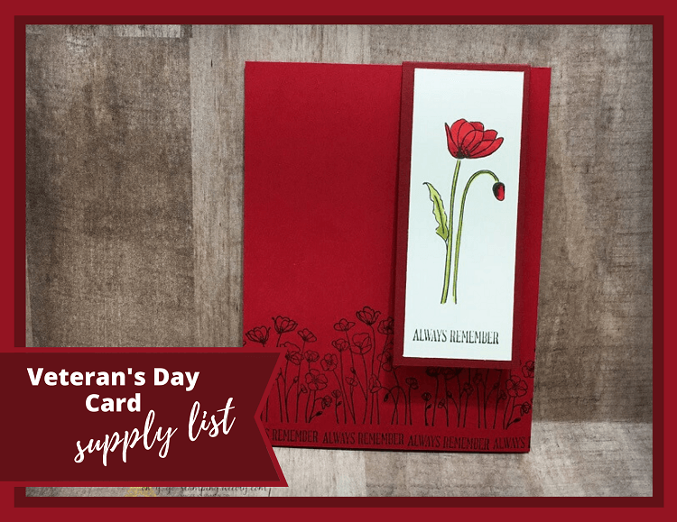 Supply list for a quick fun fold card idea using the Painted Poppies stamp set from Stampin' Up!
