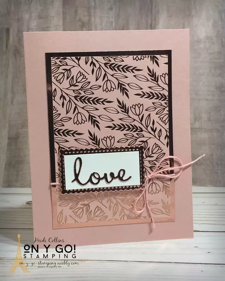 Easy Valentine's Day card based on a simple card sketch and using the Love Always patterned paper from Stampin' Up!