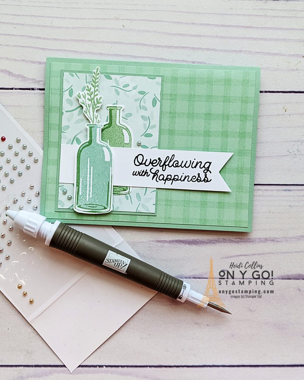 Easy handmade card using the Bottled Happiness stamp set from Stampin' Up!® based on a simple card sketch. Plus, get a free downloadable quick reference guide.