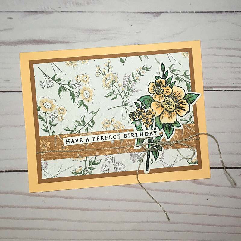 Floral birthday card with the Blessings of Home Stamp set and Heart & Home patterned paper. These supplies will be available in the January-June 2022 Mini Catalog from Stampin' Up!