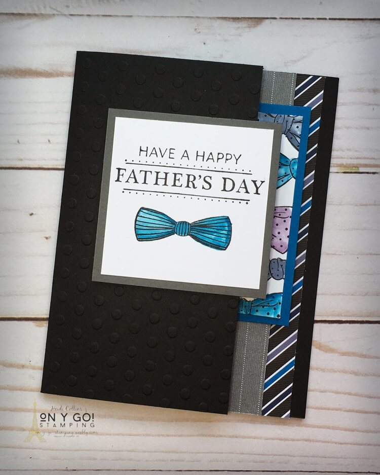 Fun fold card idea for Father's Day. This handmade card for dad is as special as he is. The masculine card design uses the Handsomely Suited stamp set and Well Suited pattern paper from Stampin' Up!