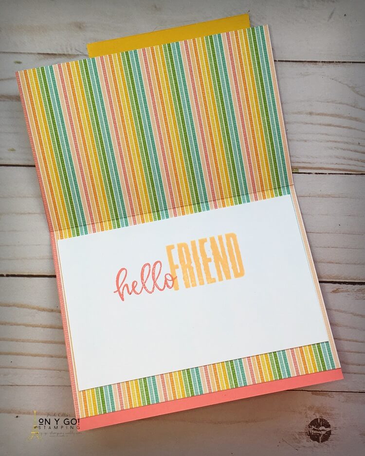 Inside of a fun fold card idea using the Biggest Wish stamp set from Stampin' Up! This rainbow card design also uses the Pattern Party pattern paper. 