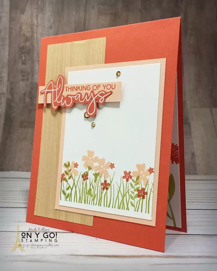 Thinking of You card idea using the Field of Flowers stamp set from Stampin' Up! This beautiful stamp set will be retired soon!