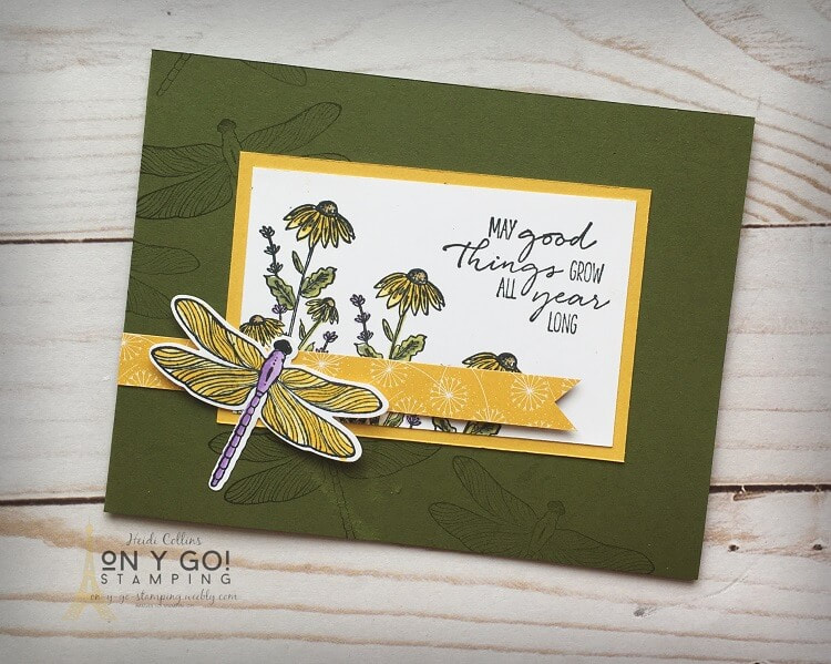 Card sketches make card making quick and easy! This design uses the Dragonfly Garden stamp set from Stampin' Up!