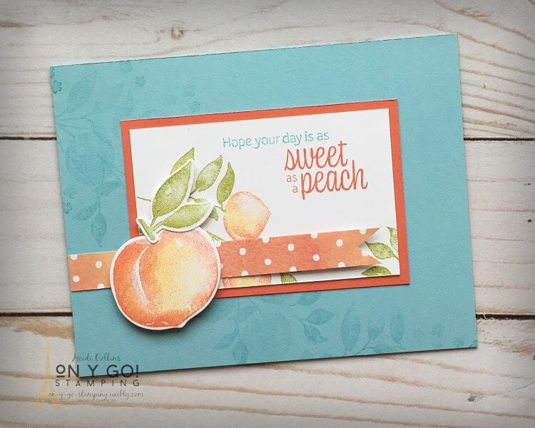 You're sweet as a peach card design using a simple card sketch and the You're a Peach collection from Stampin' Up!