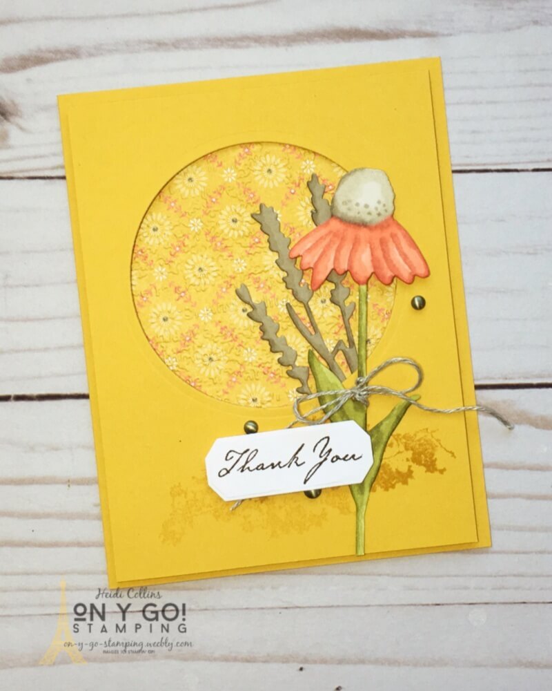Fall card idea with the Nature's Harvest stamp set, Harvest dies, and Harvest Meadow patterned paper from Stampin' Up!