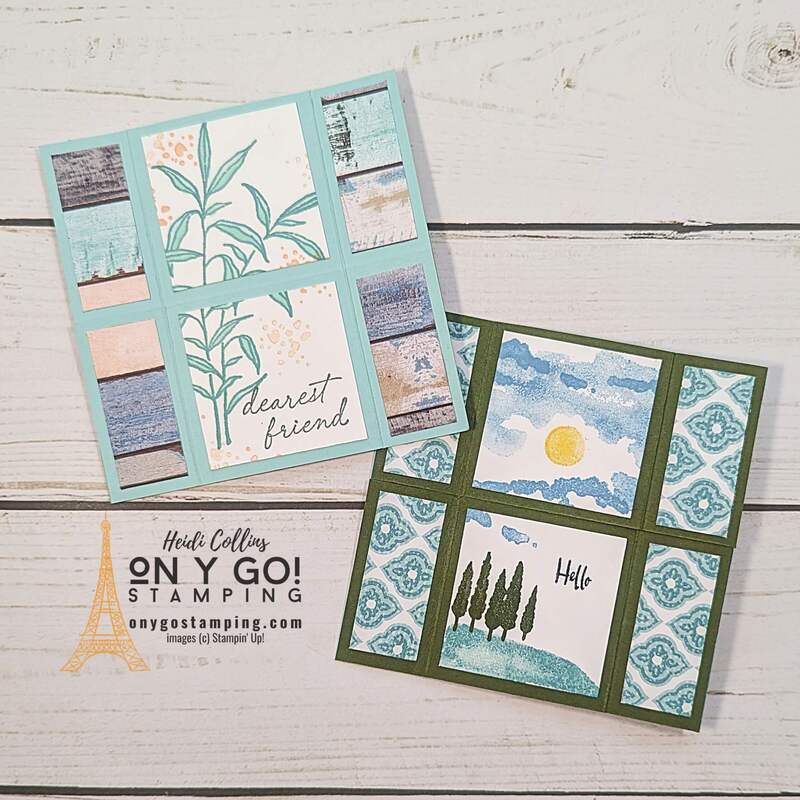 Create a never-ending card with this fun fold design. Check out the sample cards using the Hills of Tuscany and Thoughtful Wishes stamp sets from Stampin' Up!®️