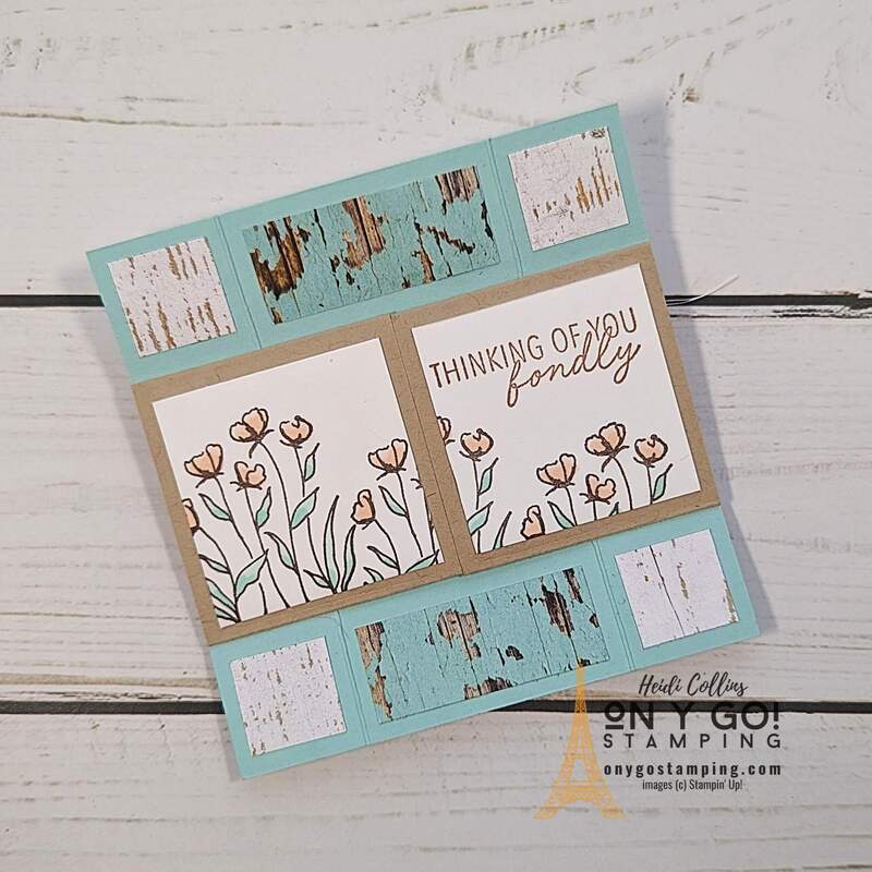 Never-Ending card made with the Thoughtful Wishes stamp set and the Country Woods patterned paper from Stampin' Up!®️ See how this card opens and is made in the video tutorial.