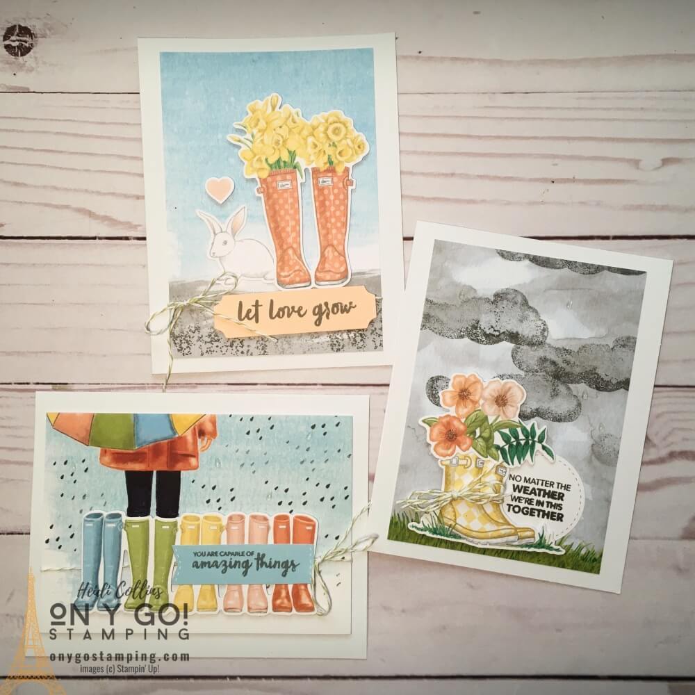 No Matter the Weather Card Kit. This kit is perfect for beginning cardmakers because everything you need is in the kit - stamps, ink, paper, embellishments, and designs!