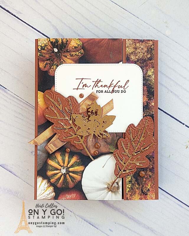 Craft the perfect off-set gate fold card using the stunning Autumn Leaves stamp set! This easy, fun fold card project is a vibrant celebration of fall, enriched with the beautiful patterns and colours from the All About Autumn Designer Series Paper. Whether you're a beginner or a seasoned crafter, Stampin' Up! is here to help you create a seasonal masterpiece! Don't miss out, see the video tutorial now!