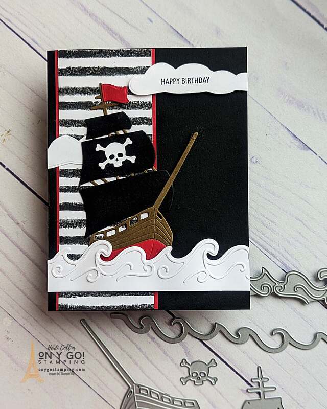 Ahoy there! Are you looking to give the gift of something special and unique? Look no further than the On the Ocean stamp set from Stampin' Up! This fun set of stamps creates a pirate ship and other fun elements, perfect for crafting handmade cards for guys who love a little adventure and fun. Create an amazing card for your special someone and let the adventure begin!