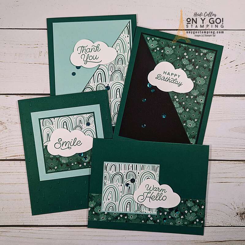 Create a stack of handmade cards with a One Sheet Wonder pattern. These cards use the Sunny Days patterned paper available for free during Sale-A-Bration 2024.