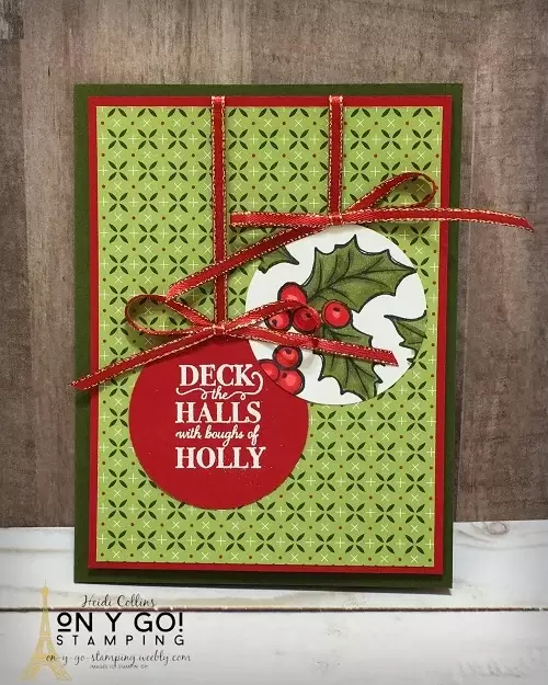 Christmas card design using the Christmas Gleaming stamp set from Stampin' Up! This easy card design creates the look of two ornaments using a basic 2