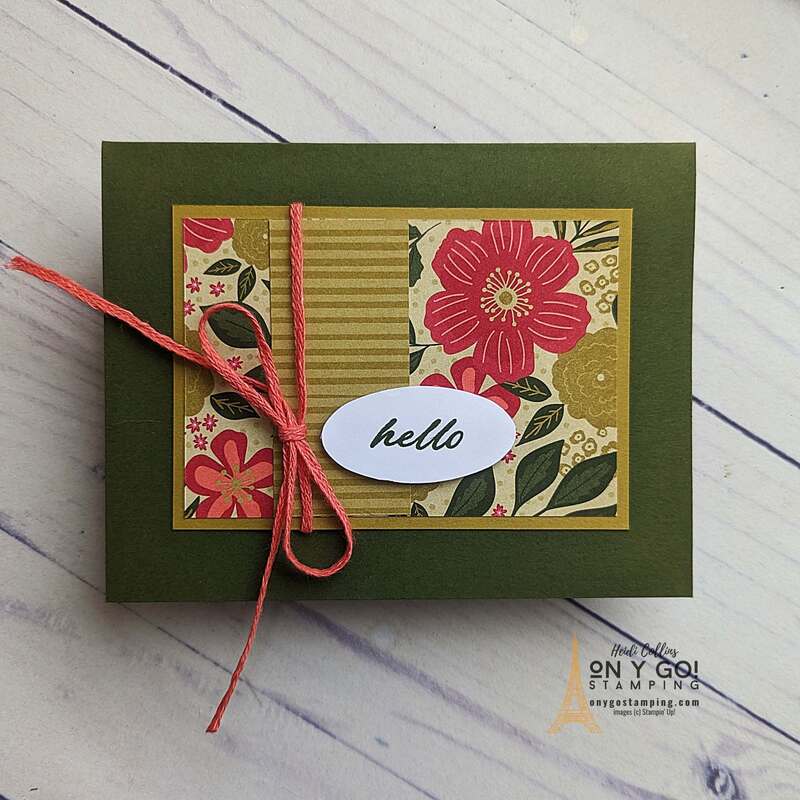 Create an easy handmade card with the Garden Walk patterned paper and Wonderful Thoughts stamp set from Stampin' Up!