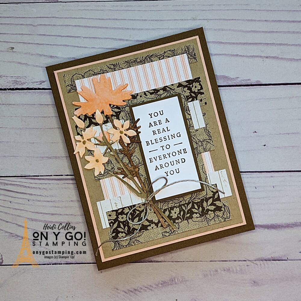 Quick and easy card made with scraps of the Abigail Rose patterned paper from Stampin' Up! See lots more samples using this simple card sketch.