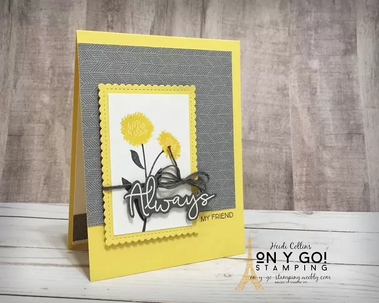 Card making idea with the Field of Flowers stamp set and Peony Garden patterned paper from Stampin' Up! This card uses the Stampin' Up! equivalent of the 2021 Pantone colors of the year. 