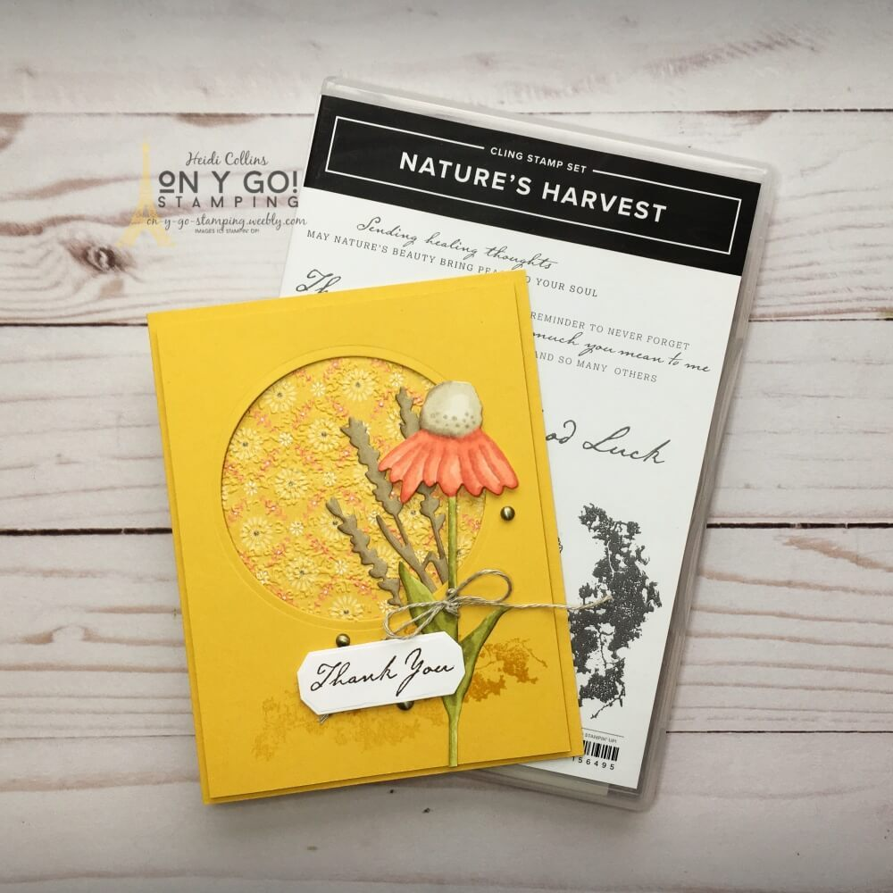 Handmade card idea for autumn with the Nature's Harvest stamp set and Harvest Meadow patterned paper from Stampin' Up!