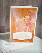Birthday card idea using the Fine Art Floral patterned paper with the Happy Thoughts stamp set and NEW Meadow dies. Plus, see how to make a matching gift box for these beautiful note cards.