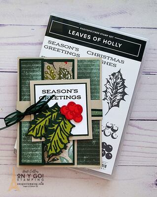 Create an easy fun fold Christmas card with the Leaves of Holly stamp set and Boughs of Holly patterned paper from Stampin' Up! See the video tutorial too!