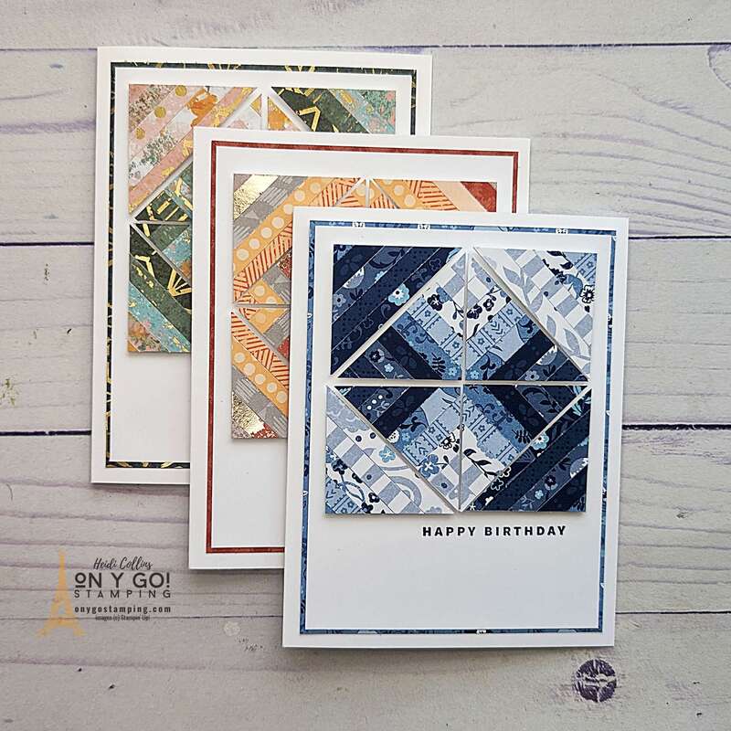 Are you looking for a unique card to give to a loved one? Consider making a handmade quilted card by using Stampin' Up! products, patterned paper, and following a step-by-step video tutorial. Crafting this kind of card doesn't require any sewing, just paper gluing skills, and with just the few materials you will be able to create a beautiful and special card that your loved one will be sure to treasure.