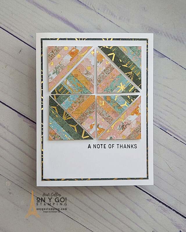 If you are looking for a special way to thank someone, why not try making them a handmade quilted card with Stampin' Up!'s Textured Chic DSP? Quilting is a beautiful and intricate art form, and when paired with the modern and stylish designs of Stampin' Up!'s Textured Chic DSP, you have a truly unique card that is sure to bring a smile to the recipient's face.