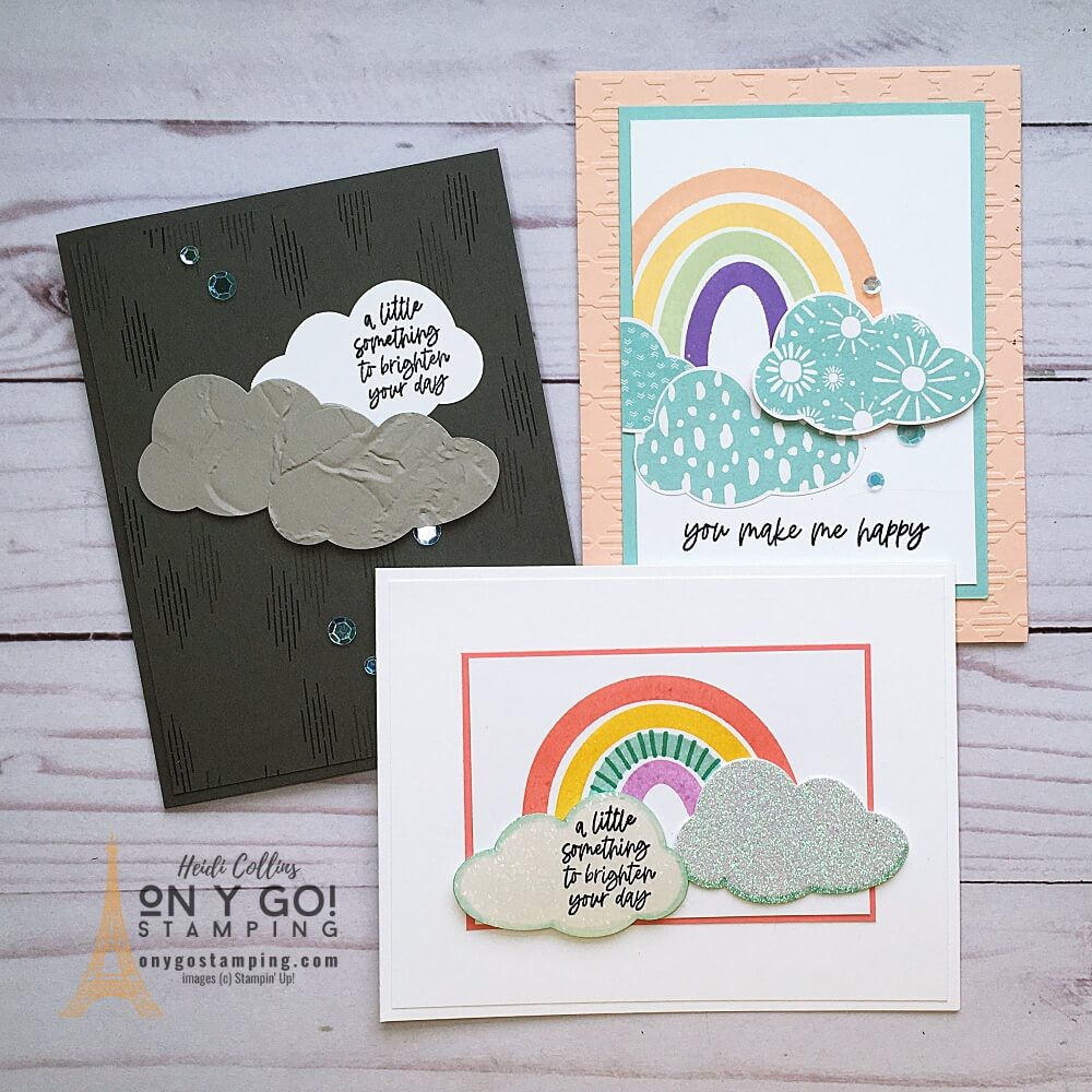 Use the Rainbow of Happiness stamp set from Stampin' Up! to create fun handmade cards. This stamp set is easy to use and perfect for sending cards to cheer someone up.