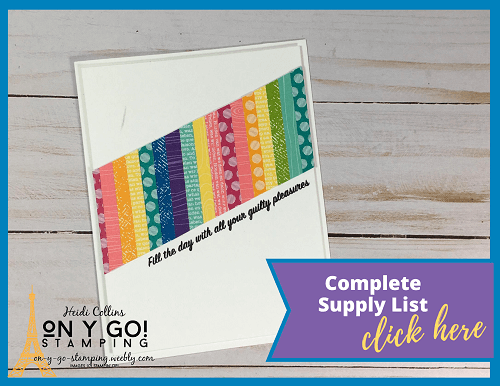 Photo with Link to the complete supply list for making these simple card ideas using patterned paper scraps