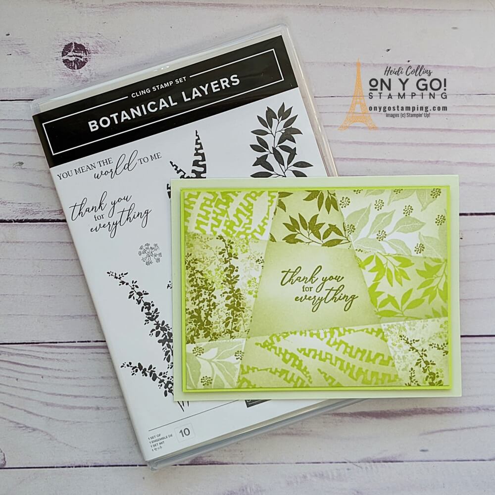 Use the new Botanical Layers stamp set from Stampin' Up!® with the retiform card making technique to create a unique thank you card.