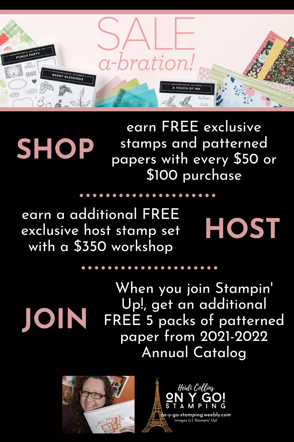 What is Sale-A-Bration? Earn free stamps and papers during January and February from Stampin' Up! when you shop, host, or join!