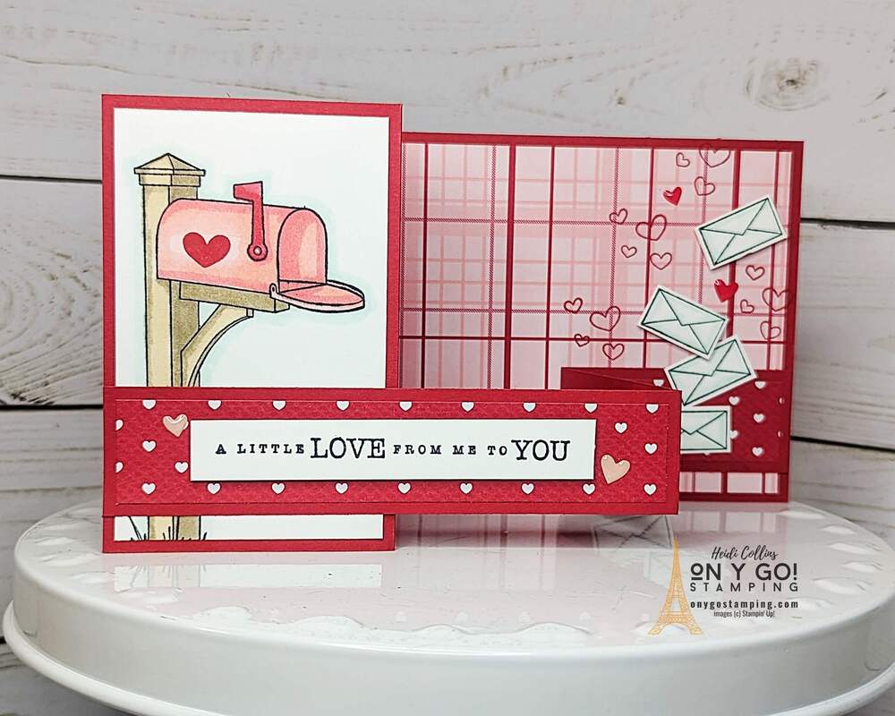 Create and easy handmade Valentine's Day card that's a fun fold card with the Sending Love stamp set from Stampin' Up!®️ This Double Z-Fold card also uses the Most Adored patterned paper available for free during Sale-A-Bration 2024.