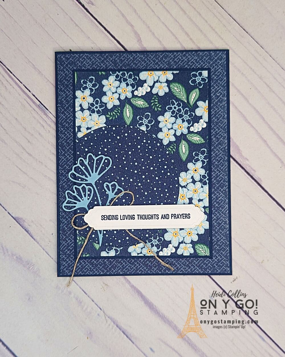 Handmade sympathy card with the Sending Support stamp set and Regency Park patterned paper from Stampin' Up!® Get these rubber stamps for free during Sale-A-Bration 2023.