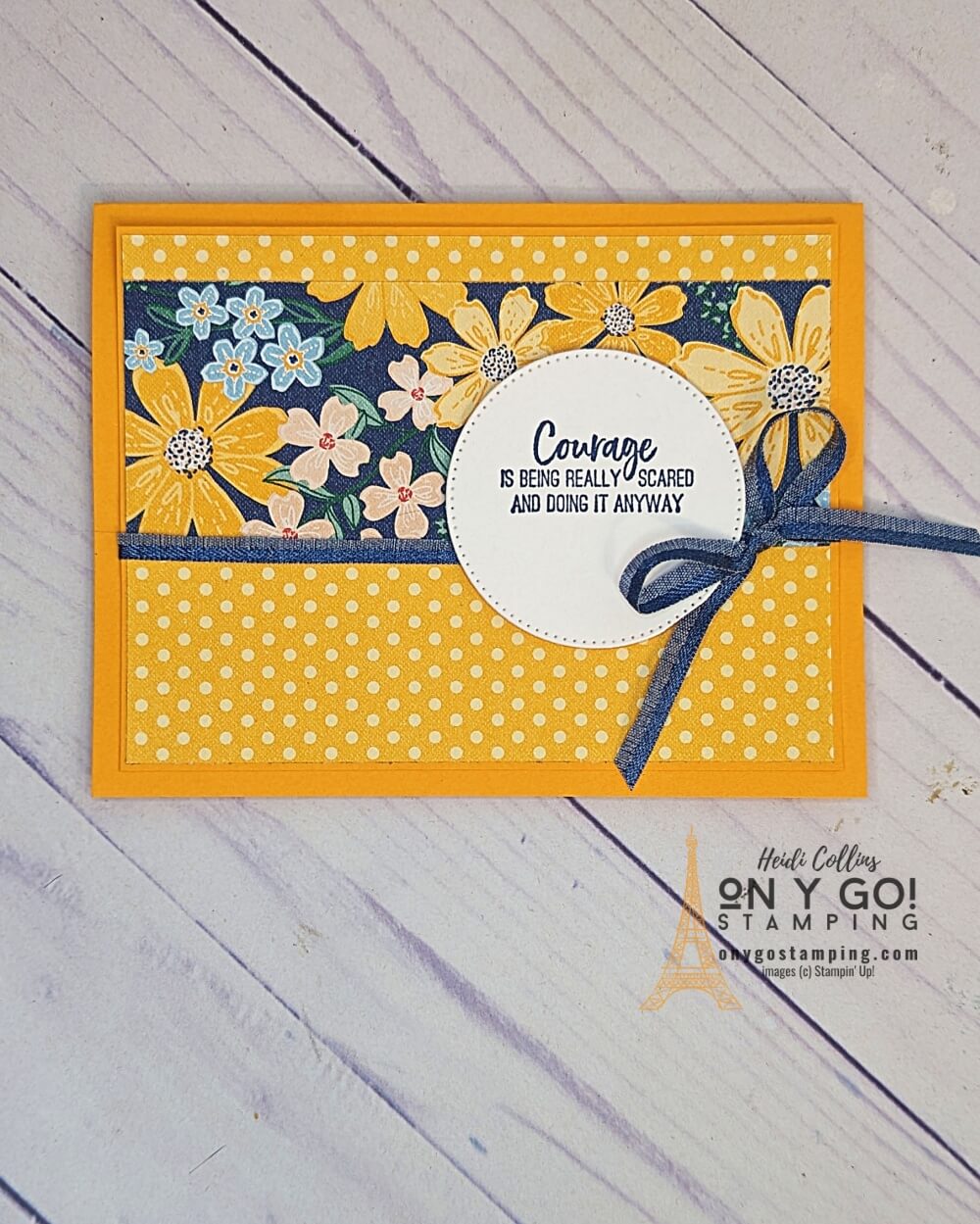 Use the Sending Support Sale-A-Bration stamp set and Regency Park patterned paper from Stampin' Up! to create a handmade encouragement card.